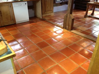 Terracotta Tiled Floor After Cleaning in Halstead