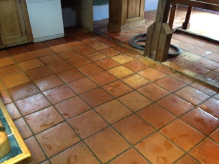 Terracotta Tiled Floor Before Cleaning in Halstead
