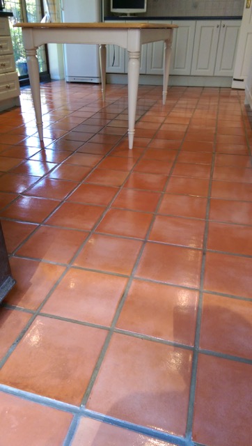 Terracotta Tiled Kitchen Cleaned and Sealed in Willingale