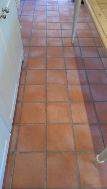 Terracotta Tiled Kitchen Repaired and Stripped in Willingale
