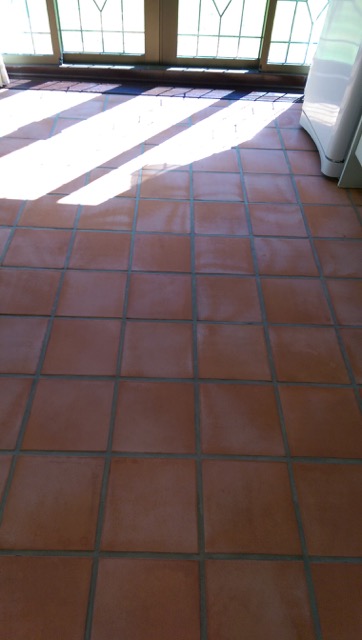Terracotta Tiled Kitchen Repaired and Stripped in Willingale