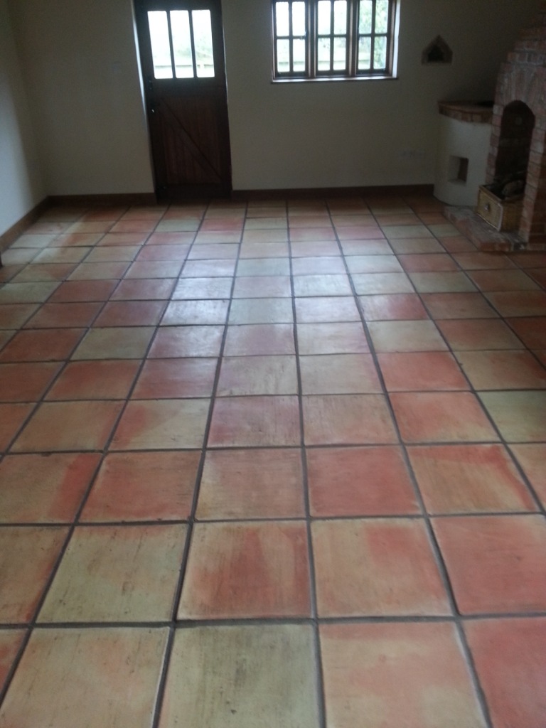 Terracotta Tiled Floor Before Clean and Seal in Bishop Stortford