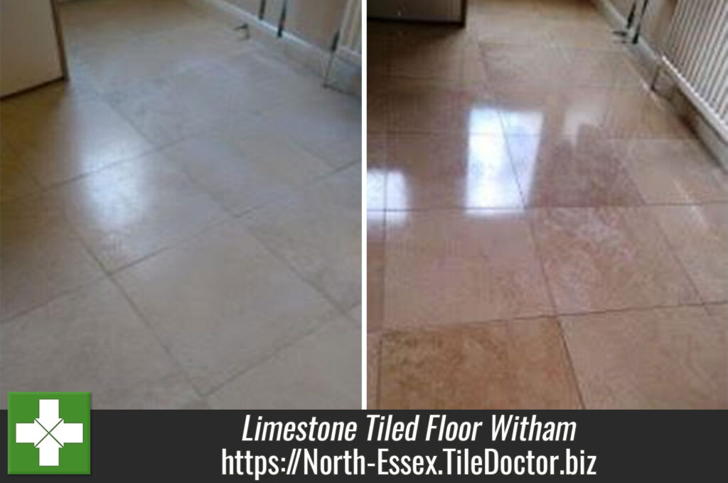 Shine and Lustre restored to a Limestone Tiled Floor Witham