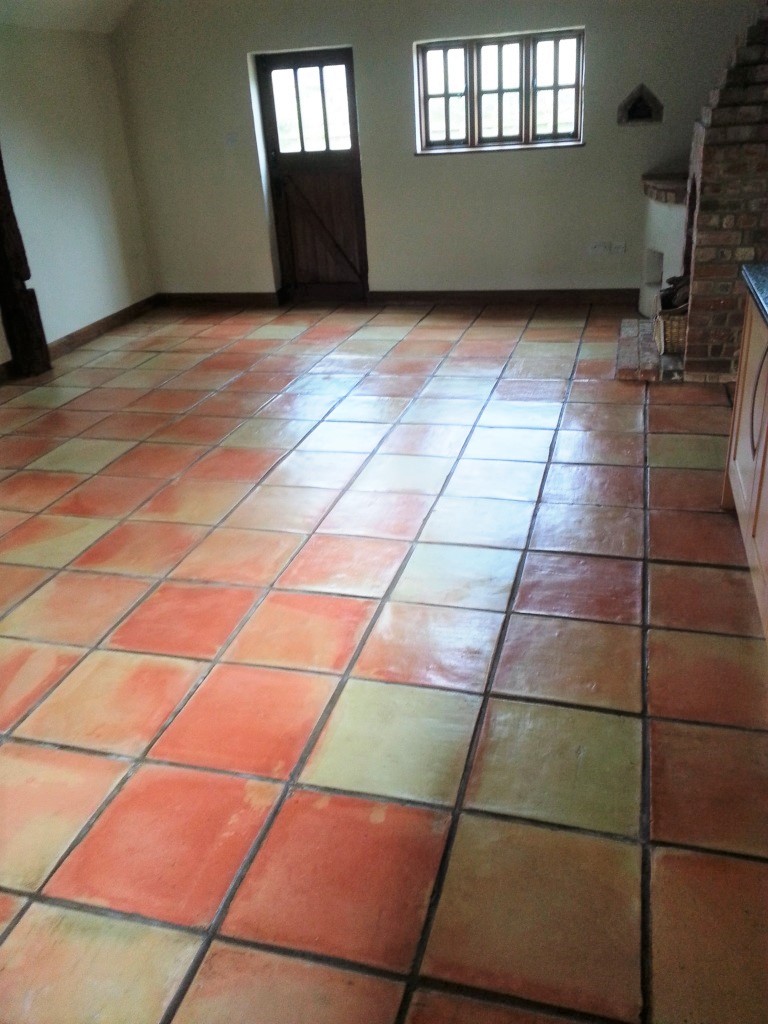 Terracotta Tiled Floor After Clean and Seal in Bishop Stortford