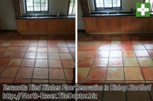 Terracotta Tiled Kitchen Floor Before and After Renovation Bishop Stortford Essex