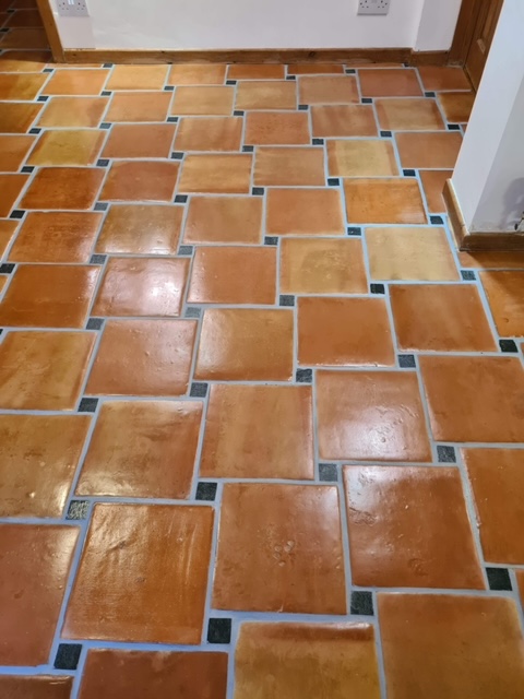 Terracotta Tiled Kitchen Floor After Cleaning Sealing Wivenhoe