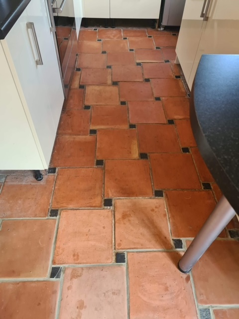 Terracotta Tiled Kitchen Floor Before Cleaning Wivenhoe