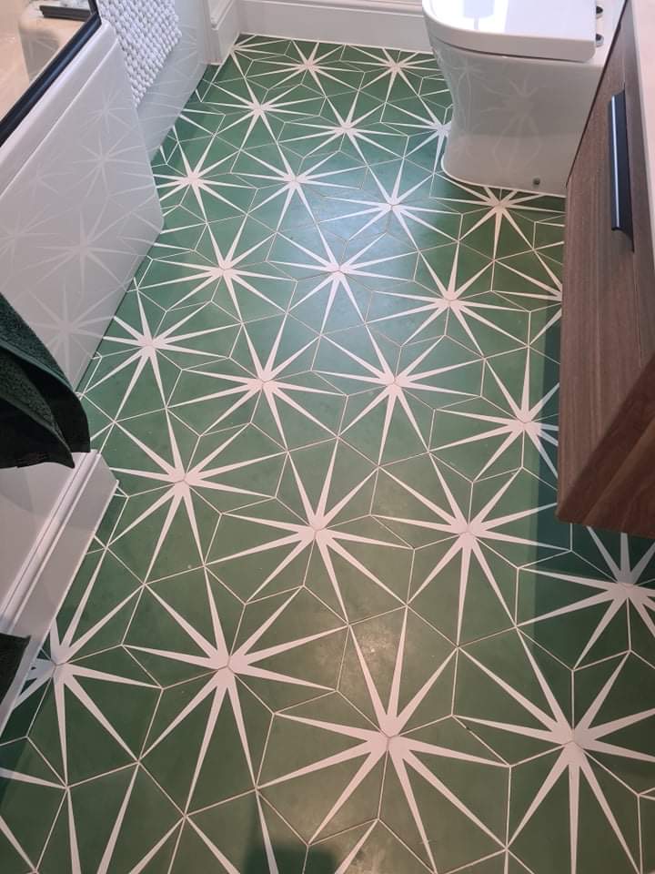 Encaustic Tiled Bathroom Floor Before Cleaning Saffron Walden
